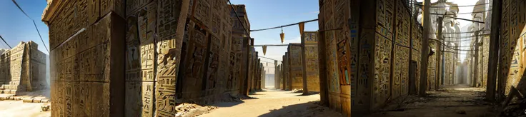 (otherworldly, otherworldly atmosphere, otherworldly appearance), highly insanely detailed, masterpiece, top quality, best quality, highres, 4k, 8k, RAW photo, ((ancient egyptian theme:1.2)), 
outdoors, no humans, <lora:0180 Messy urban village_v1:1>, ruanyi0180, utility pole, power lines, clothesline, official art, (fantasy world)