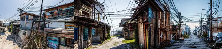 (otherworldly, otherworldly atmosphere, otherworldly appearance), highly insanely detailed, masterpiece, top quality, best quality, highres, 4k, 8k, RAW photo,
outdoors, no humans, <lora:0180 Messy urban village_v1:1>, ruanyi0180, utility pole, power lines, clothesline, official art, (fantasy world)