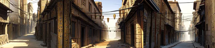 (otherworldly, otherworldly atmosphere, otherworldly appearance), highly insanely detailed, masterpiece, top quality, best quality, highres, 4k, 8k, RAW photo, ((ancient egyptian theme:1.2)),
outdoors, no humans, <lora:0180 Messy urban village_v1:1>, ruanyi0180, utility pole, power lines, clothesline, official art, (fantasy world)