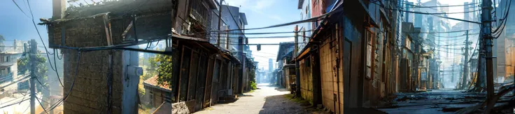 (otherworldly, otherworldly atmosphere, otherworldly appearance), highly insanely detailed, masterpiece, top quality, best quality, highres, 4k, 8k, RAW photo,
outdoors, no humans, <lora:0180 Messy urban village_v1:1>, ruanyi0180, utility pole, power lines, clothesline, official art, (fantasy world)
