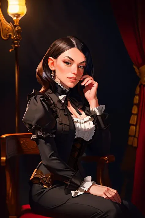 DEN_mona_azar,
(French Post card, wearing a Victorian steampunk dress sitting in a Victorian parlour house, glamour, Victorian, atmospheric Victorian steampunk:1.1),
bokeh, f1.4, 40mm, photorealistic, raw, 8k, textured skin, skin pores, intricate details  <lora:epi_noiseoffset2:1>, epiCRealism <lora:ClothingAdjuster3:-1.3>