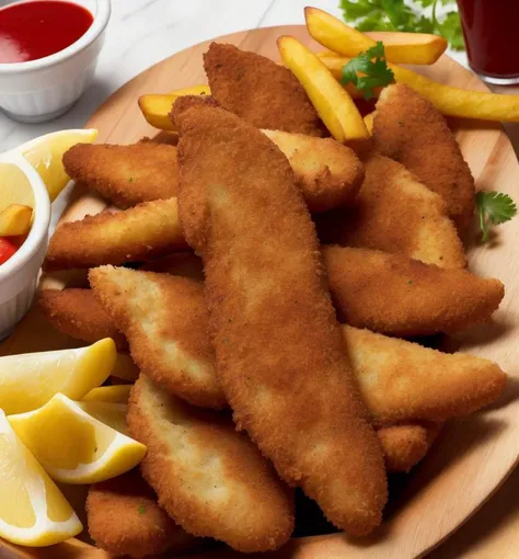 fries and milanesas ,food , ultra detailed photograph, sharp focus, high resolution