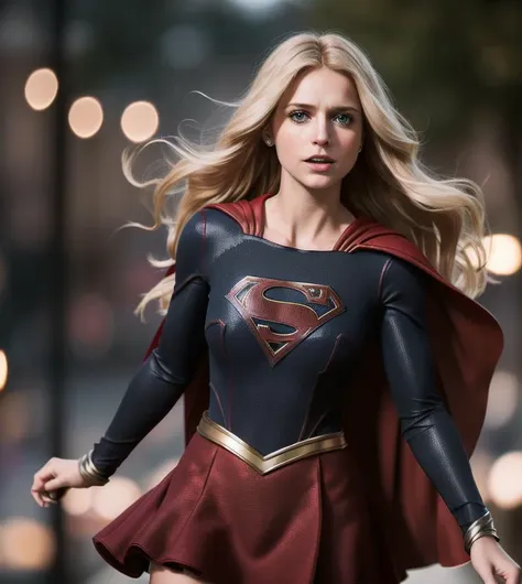 supergirl, hair blonde, cape red, realistic, (masterpiece:1.2) (photorealistic:1.2) (bokeh) (best quality) (intricate details) (8k) (HDR) (analog film) (canon d5) (cinematic lighting) (sharp focus),