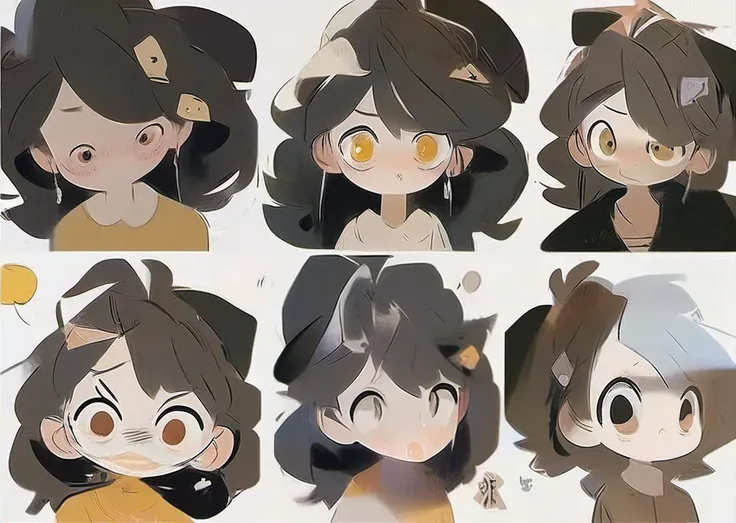 Cute teenager,emoj、Disney style、Black strokes、differentemotions、Multiple locations and emojis、8K,Vector graphics