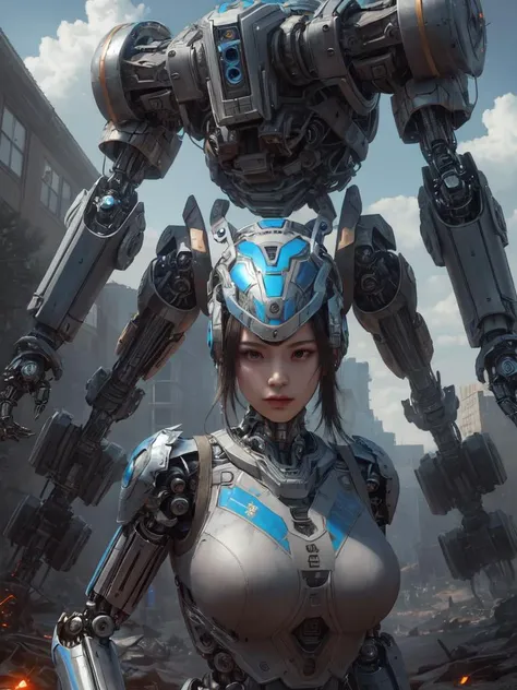 (masterpiece), (best quality),photorealistic, 8k raw photo,ultra high res, robot,glowing
jiqinvhai,huge robot, mecha, 
1girl,upper body,bare shoulders,outdoors, detailed skin
mecha musume,mechanical parts,robot joints,headgear,full armor