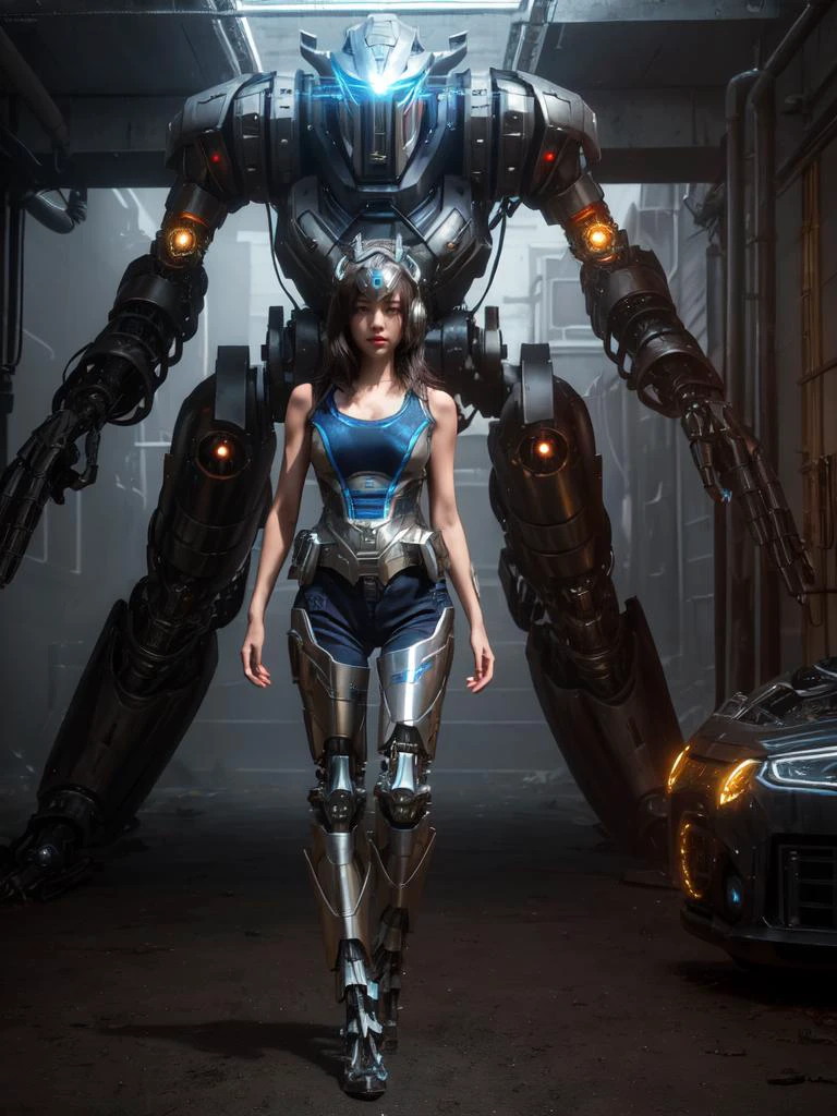 (masterpiece), (best quality),1girl,full body,bare shoulders, photorealistic, 8k raw photo,ultra high res,glowing weapon
jiqinvhai,huge robot, mecha,
mecha musume,mechanical parts,robot joints,headgear,full armor