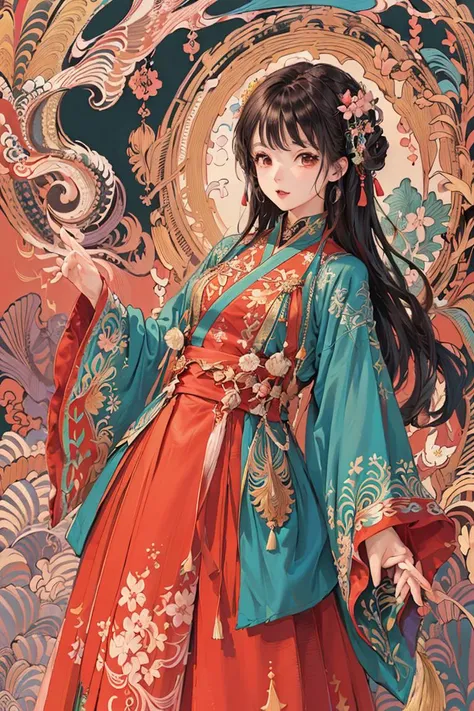 (masterpiece, top quality, best quality, official art, beautiful and aesthetic:1.2), extremely detailed,(fractal art:1.2),colorful,highest detailed,(zentangle:1.2), (dynamic pose), (abstract background:1.5), (many colors:1.4),
1 girl, (MF-SD15-V1:0.8), black hair, hanfu, song style, <lora:hanfu_v30:0.5>,
cherry blossom season,