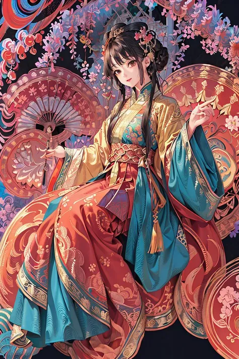 (masterpiece, top quality, best quality, official art, beautiful and aesthetic:1.2), extremely detailed,(fractal art:1.2),colorful,highest detailed,(zentangle:1.2), (dynamic pose), (abstract background:1.5), (many colors:1.4),
1 girl, (MF-SD15-V1:0.8), black hair, hanfu, ming style, <lora:hanfu_v30:0.5>,
cherry blossom season,