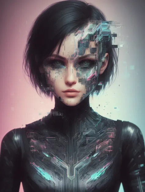 illustration, cartoon, soothing tones, calm colors, portrait shot, cute posing girl, pretty smirking face, short black straight hair, (long dress:1.2), (glitching, glitches:1.2) on face, colorful, action-packed background
<lora:GlitchFashion:0.6> GlitchFashion, (intricate details:0.9), (hdr, hyperdetailed:1.2)