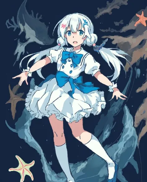 solo,famous illustrator,anime coloring,best quality, starfish hair ornament,oil painting touch,dot art, under the ocean,white hair,costume design,android,pop harajuku,school uniform,rough sketch,dot art,tool cholor scheme <lora:mika1:0.6>,solo, flat designl, Helen Stevenson, Henryk Rodakowski,pastel color,solo,,simple,famous illustrator,best quality <lora:mika3:0.75>,dynamic angle