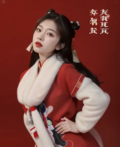 1girl,swear,red background,<lora:chunjie:0.4>,chunjie,highres,absurdres,incredibly absurdres,in winter,chinese_style_loft,