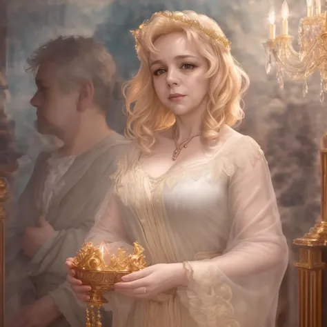 Best quality, highres, (illustration:1.2), (detailed:1.1), beautifully lit, 4k, (dark fantasy:1.2), female (goaz:1.1), (intricate see-through mage robes:1.1), (fantasy accessories:1.2), (light makeup:1.2), (beautiful:1.1), (perfect:1.1), (dignified:1.1), (medium shot:1.2), (fantasy potion shop background:1.2), (by Bo Bartlett:1.2), (by Greg Rutkowski:1.3)