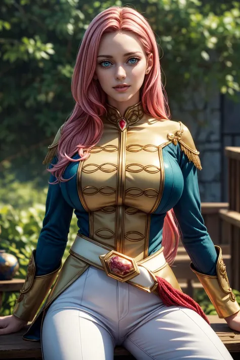 (ultra realistic,32k, masterpiece:1.2),(high detailed skin:1.1),( high quality:1.1),mature adult women, muscular
<lora:Eclair Seaetoo:0.7>blush, long hair, pink hair, blue eyes, teal and gold military uniform,cleavage, white skirt, white pelt, thigh highs,,(looking at viewer, standing, from above:1.1),, huge breast,large breast,<lora:add_detail:0.8>,
(lighting:1.1), destroyed wasteland,sunshine, blue sky, blurry background