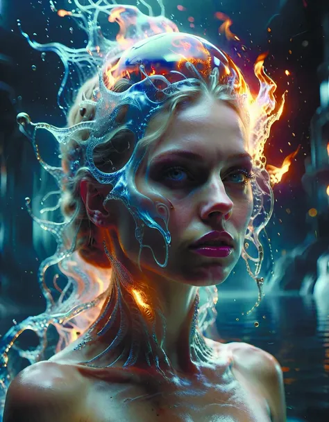 close-up macro portrait of the face of a beautiful princess,epic angle and pose,symmetrical,3d with depth of field,blurred background,cybernetic jellyfish female face skull phoenix bird,translucent,nautilus,energy flows of water and fire. a highly detailed epic cinematic concept CG. made,Blender and Photoshop,octane,excellent composition,cinematic dystopian brutalist atmosphere,dynamic dramatic cinematic lighting,aesthetic,very inspirational,y Greg Rutkowski,Ilya Kuvshinov,Stanley Lau,Ruan Jia and Fenghua Zhong,<lora:SDXL_macro_Sa_May:0.8>,<lora:add-detail-xl:1.6>,<lora:Movie_aesthetic_XL:0.7>,watce <lora:watce-sdxl:0.6>,by diegocr,Roger Deakins Style <lora:Roger Deakins Style:0.5>,<lora:f412glassXL:0.4>,Explosion <lora:Explosion Artstyle:0.3>