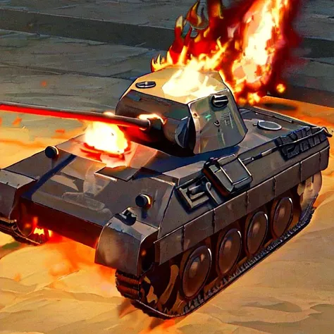 <lora:Churchill_Tank:0.7> tank on the battlefield, churchill tank, action shots, explosions, fire, smoke, highly detailed, best-ideas,