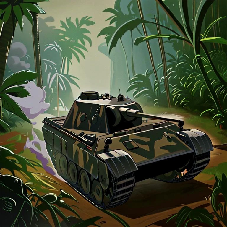 panther tank, jungle, mud,