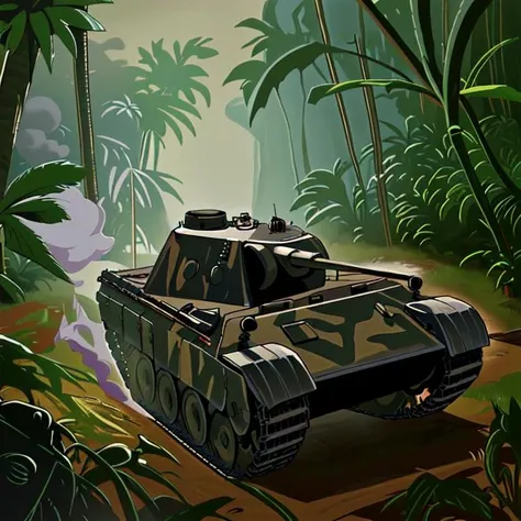 panther tank, jungle, mud,