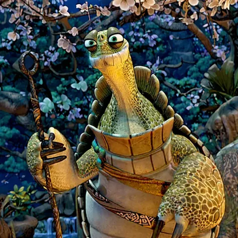 Oogway1024, a kungfu-master turtle, jungle, river, mystical athmosphere, detailed eyes, highly detailed, photography, ultra sharp, film, bokeh, professional, 4k <lora:lcm_lora_sdxl:1> <lora:Oogway1024:0.8>