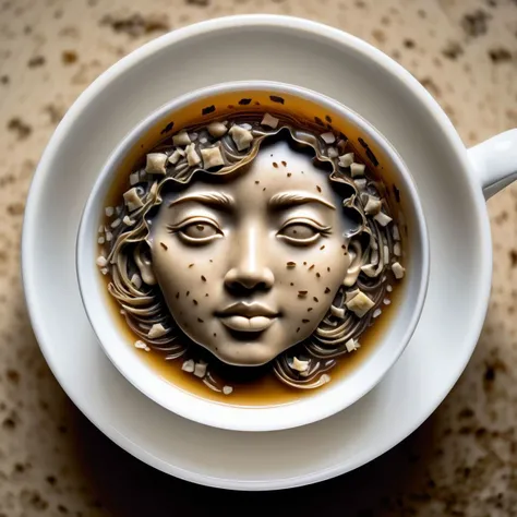 pareidolia of a cute girl's face shaped out of from the bottom of the cup and oolong tea leaves, tea leaves, traditional teacup, steam, dregs in a cup of tea, chinese tea service, crumbs, face shaped by spilled wet tea leaves, (pareidolia:2), realistic, photo RAW, elegant teacup,
<lora:faces_v2:0.50>,