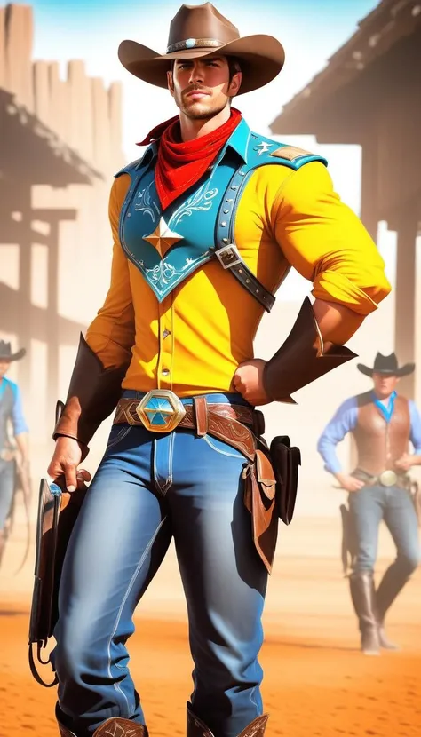 lolstyle Color splash, Painting, male, Cowboy, shallow depth of field