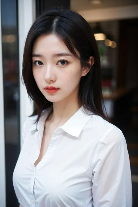 1girl,moyou,upper body,(white shirt:1.1),unbuttoned,