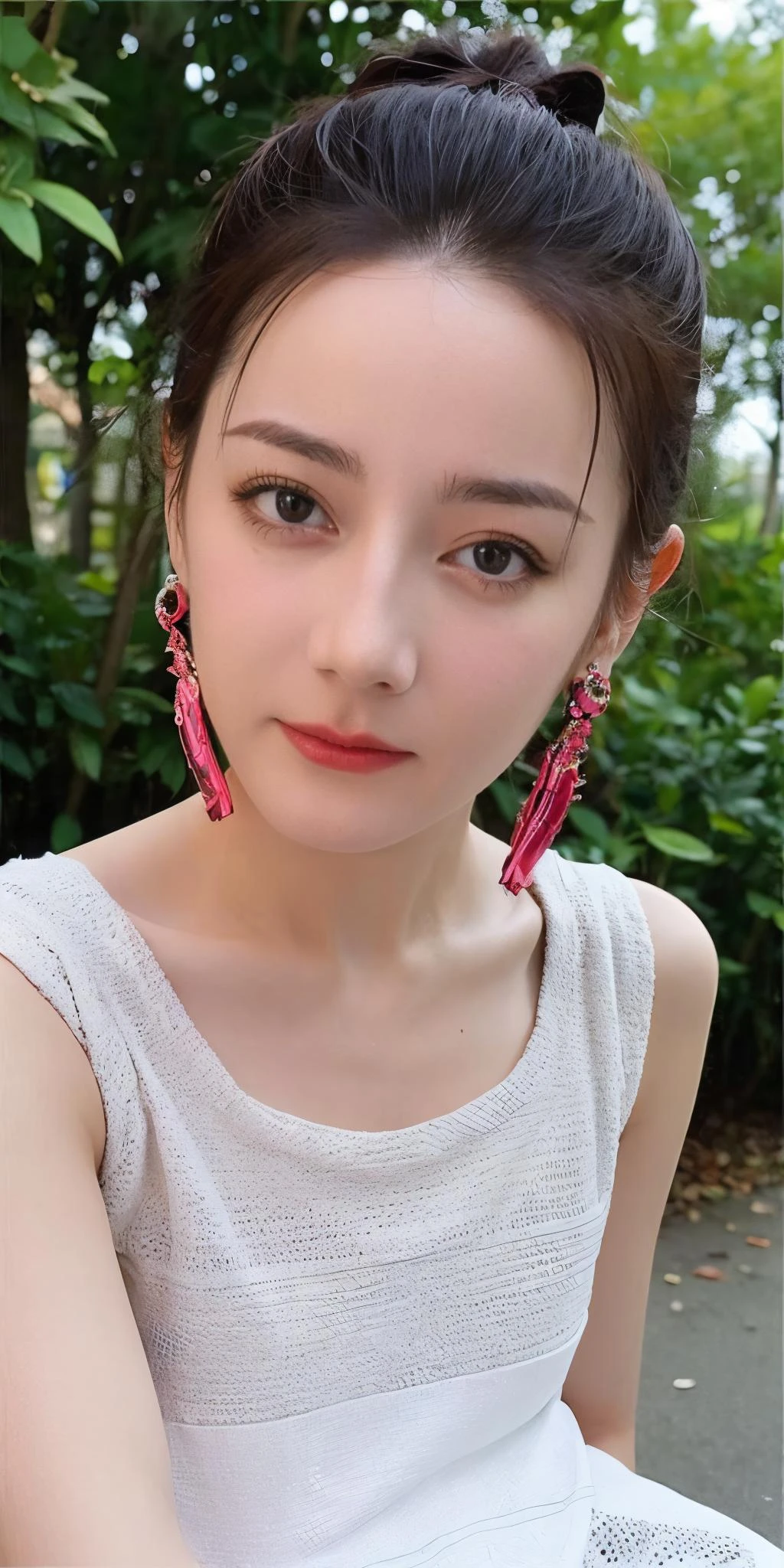 <lora:迪丽çå·´V1:0.8>,{{masterpiece}},best quality,cowboy_shot,1girl,{photorealistic},{realistic},aesthetic,photorealistic,professional,highly detailed,skin detail realistic,looking at viewer,white lace dress,