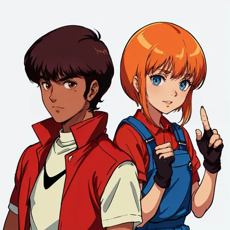 <lora:hamankarn055:0.5>,white background,
2 people,judau_ashta,1boy,short hair,brown hair,dark skin,red jacket,open jacket,
ADDCOL,
2 people,elpeo_ple,1loli,short hair,orange hair,bangs,sidelocks,blue eyes,shirt,short sleeves,overalls,single glove,fingerless gloves,fingernails,
