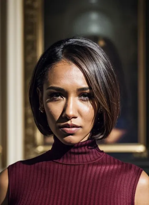 A stunning intricate full color portrait of (sks woman:1), wearing a black turtleneck, epic character composition, by ilya kuvshinov, alessio albi, nina masic, sharp focus, natural lighting, subsurface scattering, f2, 35mm, film grain, <lora:locon_candicepatton_v1_from_v1_64_32:1.25>