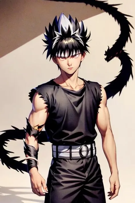 1boy, <lora:feiying-10:1>,black dragon in the arm