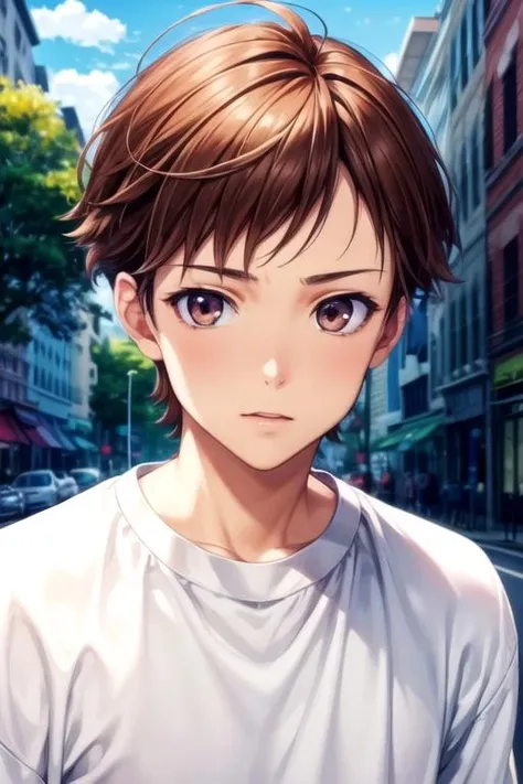 masterpiece, best quality, photorealistic, 1boy, solo, male focus, looking at viewer, upper body, , <lora:arato_endou:0.70>, arato_endou, brown hair, brown eyes, , ,