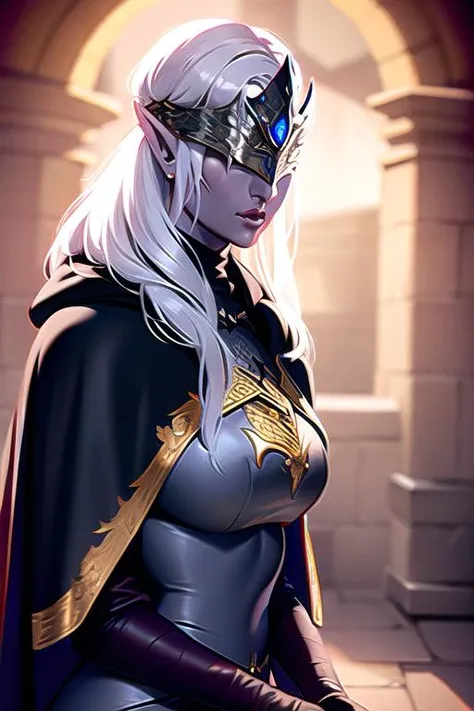 (masterpiece, best quality), (Official art, masterpiece, 8k, Ultra HD, ultra-detailed), ultra-detailed, full-length photo of a beautiful 32 year old woman, alone, ((dark skin)), white hair, wearing medieval mask, wearing tight black jumpsuit with light armor, wearing a magic watch amulet around her neck, large breasts, cleavage, ultra detailed, (ultra detailed face), (1 dark skinned woman), long white hair, ((((wearing ultra-detailed medieval mask)))), witch items, (((wearing magic clock amulet around neck))), ultra-detailed, ((gauntlets and high-heeled boots)), belts, (ideal body proportion), full body, ((black jumpsuit with light armor)), ultra-detailed character, wallpaper, pinterest, Fantasy Art, (Fantasy art), fantasy scene, (medieval village scene background), wallpaper, pinterest, frontal photo, exterior, cinematic photo, natural light, full body photo, wallpaper, pinterest, badass image, perfect photo, volumetric lighting