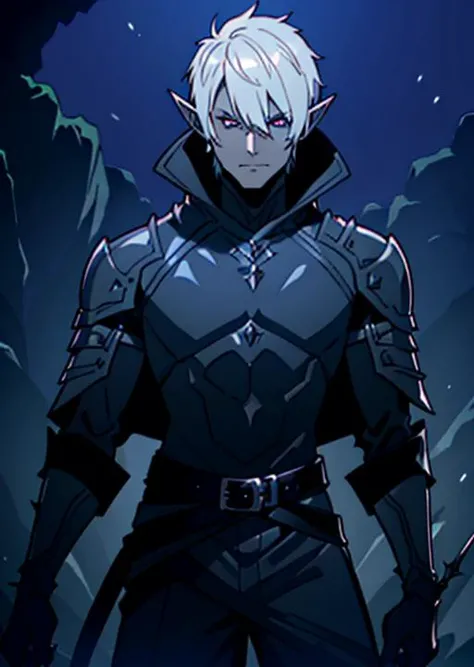 `(1 male, adult, dark elf), short, spiky white hair, emerald eyes, dressed in dark leather armor, stealthily navigating a labyrinthine underdark dungeon, filled with deadly traps, realistic, fantasy setting, high resolution, detailed, color <lora:DarkElf_V3:1>`