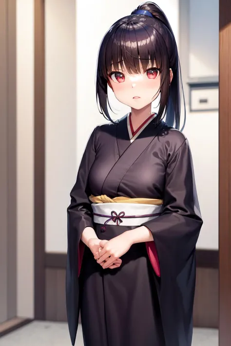 masterpiece, best quality, highres, 1girl shizuku high ponytail, kimono <lora:shizuku_yaegashi:1>
