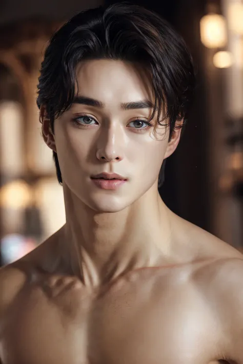 oppav3, (masterpiece, ultra quality, high resolution, 8k, intricate: 1.2), (detailed face:1.2), (insanely detailed, bloom:1.5), handsome, manly, detailed skin, pores, absurdres, hunk, 1boy, male focus, ((realistic)), good lighting quality, muscle veins, (pale skin), balanced eyes, <lora:oppav3:0.9>