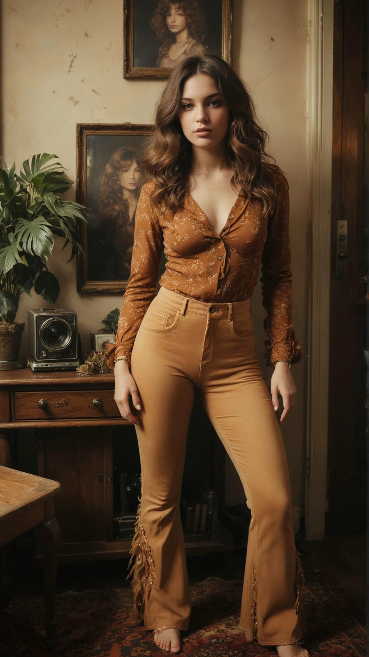Polaroid photo of a woman with a vintage 70s aesthetic, feathered hair, bell bottoms, warm tones, faded colors, nostalgic feel, candid pose.
(masterpiece, award winning artwork)
many details, extreme detailed, full of details,
Wide range of colors, high Dynamic
<lora:add-detail-xl:1>
<lora:WildcardX-XL-Detail-Enhancer:0.9>
<lora:zavy-cntrst-sdxl:0.245> dark, chiaroscuro, low-key
<lora:RMSDXL_Creative:0.24>
<lora:dvr-lnds-sdxl:0.22> dvr-lnds-sdxl