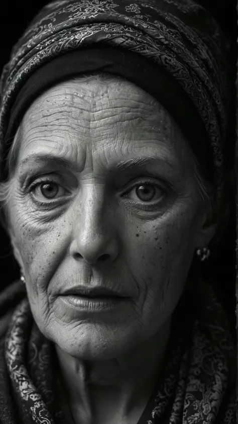 black and white portrait, close-up, elderly woman with deep wrinkles, piercing eyes, weathered skin, traditional attire, intricate headscarf, soft light, high contrast, deep shadows, storytelling through expression
(masterpiece, award winning artwork)
many details, extreme detailed, full of details,
Wide range of colors, high Dynamic
<lora:add-detail-xl:1>
<lora:WildcardX-XL-Detail-Enhancer:0.9>
<lora:zavy-cntrst-sdxl:0.245> dark, chiaroscuro, low-key
<lora:RMSDXL_Creative:0.24>
<lora:dvr-lnds-sdxl:0.22> dvr-lnds-sdxl