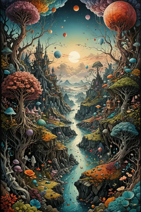 Fine art printmaking depicting a surreal dreamscape with surrealistic elements. 
intricate details.
masterpiece, award winning artwork)
many details, extreme detailed, full of details,
Wide range of colors, high Dynamic
 <lora:add-detail-xl:1>
 <lora:WildcardX-XL-Detail-Enhancer:0.7>