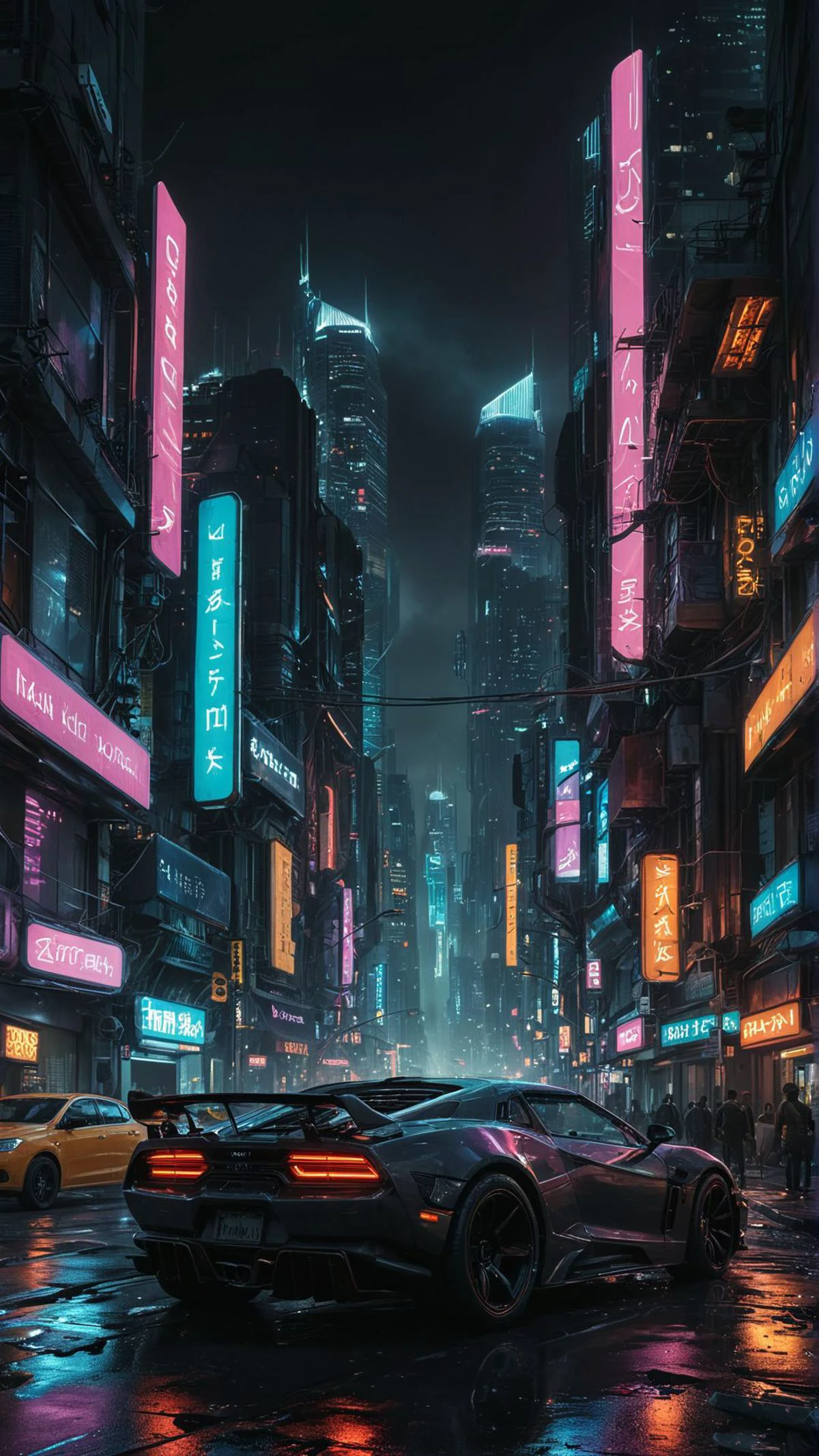 modern digital art, futuristic cityscape, neon lights, flying cars, towering skyscrapers, cyberpunk aesthetic, vibrant colors, dynamic composition, reflective surfaces, bustling atmosphere, advanced technology
(masterpiece, award winning artwork)
many details, extreme detailed, full of details,
Wide range of colors, high Dynamic
<lora:add-detail-xl:1>
<lora:WildcardX-XL-Detail-Enhancer:0.9>
<lora:zavy-cntrst-sdxl:0.245> dark, chiaroscuro, low-key
<lora:RMSDXL_Creative:0.24>
<lora:dvr-lnds-sdxl:0.22> dvr-lnds-sdxl