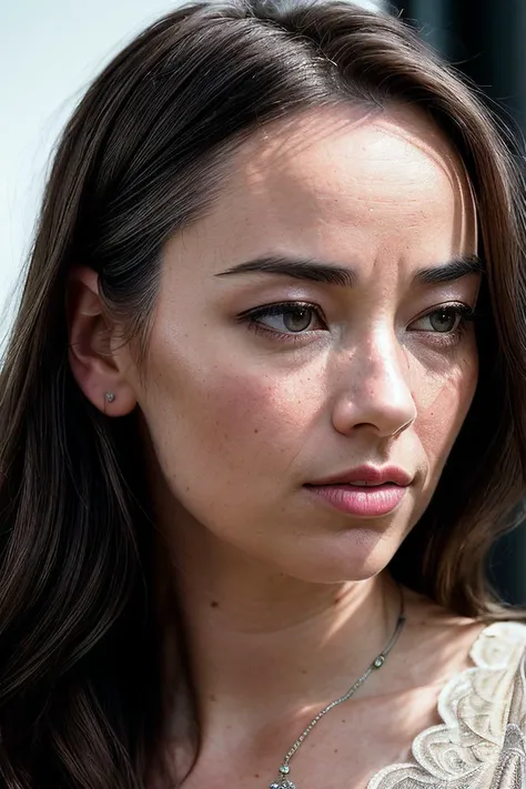 beautiful woman (C4r4G33:.99), perfect hair , intricate, ((portrait:1.1)), absurdres, (closeup:1.2), ((from the waist up)), ((( A modern skydiving center, offering thrilling indoor skydiving experiences with advanced wind tunnel technology :1.2 ))), natural skin texture, (( Gown with a Scalloped Edge Skirt :1.2)), 24mm, 4k textures, soft cinematic light, adobe lightroom, photolab, hdr, intricate, elegant, highly detailed, sharp focus, ((((cinematic look)))), soothing tones, insane details, intricate details, hyperdetailed, low contrast, soft cinematic light, exposure blend, hdr, faded, now, film grain, ("I've got a bad feeling about this.":1.1)