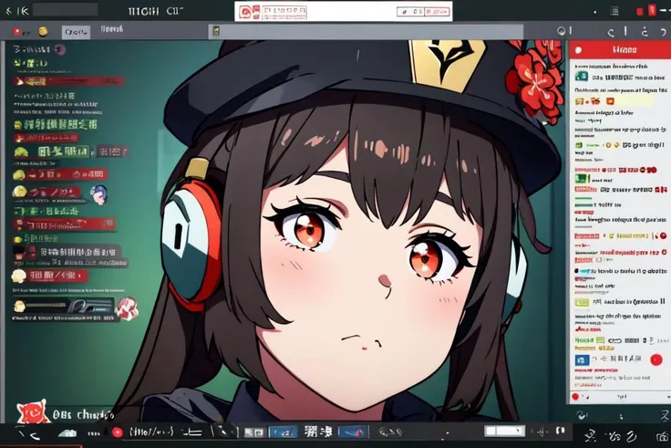 Highly detailed, High Quality, masterpiece, <lora:hutao1:0.9> hutaodef, <lora:TwitchChat:0.9> TwitchChat, Headphones