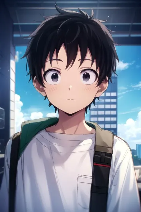 masterpiece, best quality, sketch, 1boy, solo, male focus, looking at viewer, upper body, depth of field, , , <lora:akira_tendou:0.72>, akira_tendou, black hair, black eyes, wide-eyed, , sci-fi, Blu-ray