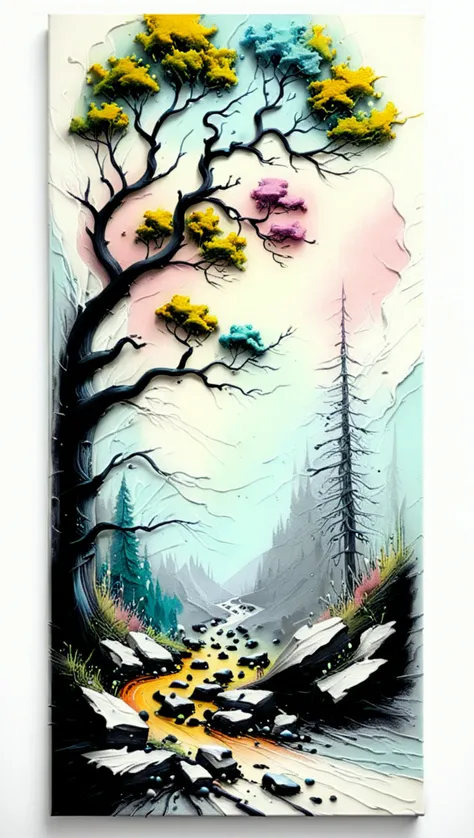<lora:artfullyWHIMSICAL_SDXL_V1:1>, artwhmscl, jackson pollok Inspired landscape painting, pastel colors, <lora:artfullyTREETTREET_SDXL_V1:1.2> Arttrttrt <lora:Colorful_Paint_SDXL:1> mad-thrdpnt