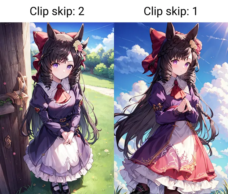 (masterpiece), (best quality), (ultra-detailed),(best shadow:0.4), (best illustration), (an extremely delicate and beautiful), photorealistic, dramatic lighting, finely detail, blue sky, grassy hill, 1girl, solo, daiichi ruby \(umamusume\), finely detailed iris, standing, <lora:daiichiRubyUmamusume_loha:0.9>, red ascot, puffy long sleeves, collared dress, frilled dress, purple dress, white pantyhose,
black shoes, mary janes, standing, :|, from above, looking looking at viewer, arms at sides, folded hands,