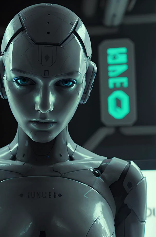 close up, half body, android woman, hi color <lora:android_v3:.5>, neon, cyberpunk