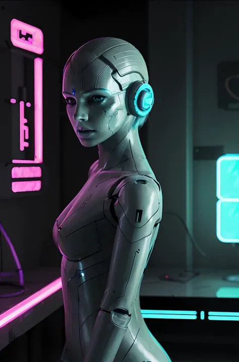 half body, android woman, hi color <lora:android_v3:.5>, neon, cyberpunk