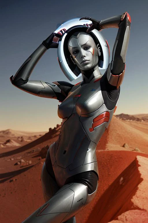 <lora:android_v3:.5> android, brushed metal, outside. mars, red planet