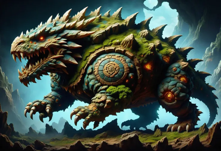 hyper detailed masterpiece, dynamic, awesome quality,a a plasmic gaseous earth robust Tarasque, crest, of ral-mold <lora:ral-mold:0.6> <lora:DonM0ccul7Ru57XL:0.6> DonM0ccul7Ru57XL