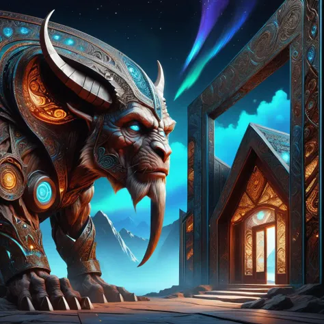hyper detailed masterpiece, dynamic, awesome quality,DonM0ccul7Ru57XL , male female elderly, muscular, middle easterner, light blue eyes, asymmetrical ears, aquiline nose, soft jaw, heart face shape, chin, mahogany long bob hair, fear wearing wide-leg cropped pants, sequin top, choker , leaning forward with curiosity, data centers, vinyl siding,polycarbonate roofing roof, halogen floodlights,northern lights, moving head lights ,rust,<lora:DonM0ccul7Ru57XL-000006:0.8>