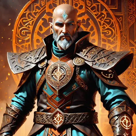 hyper detailed masterpiece, dynamic, awesome quality,DonM0ccul7Ru57XL , male zeltron, bard,, tunic ,rust,runic<lora:DonM0ccul7Ru57XL-000006:0.8>