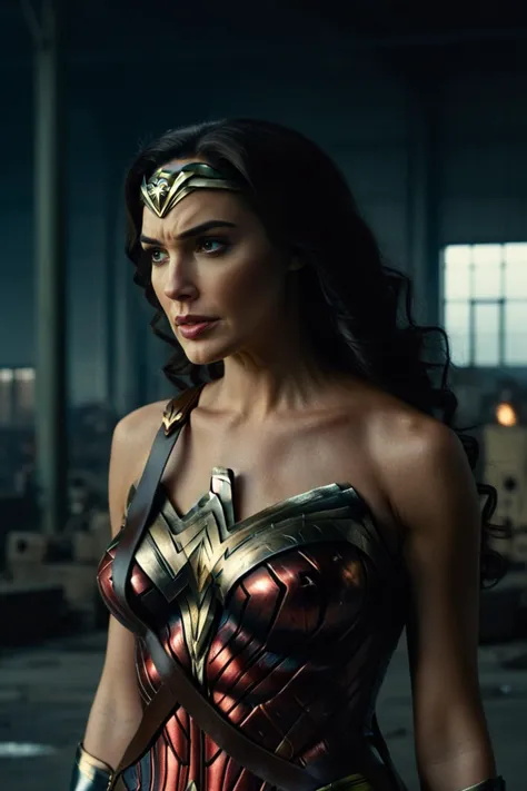 cinematic film still wonder woman at disused factory, medium shot, (cry) <lora:Wonder_Woman_XL:0.8> . shallow depth of field, vignette, highly detailed, high budget Hollywood movie by martin scorsese, bokeh, cinemascope, moody, epic, gorgeous, film grain, grainy